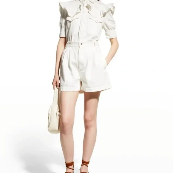 Zadig Voltaire white denim Jacket button down shirt Top L - Picture 7 of 10